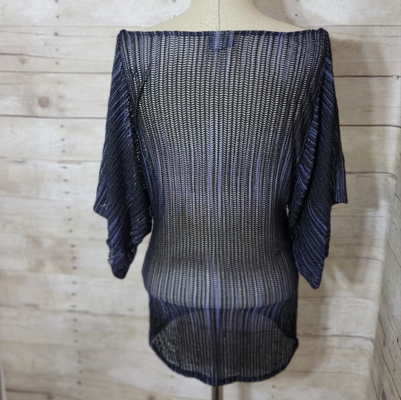 Blue/black Sheer top, size M - Picture 4 of 5